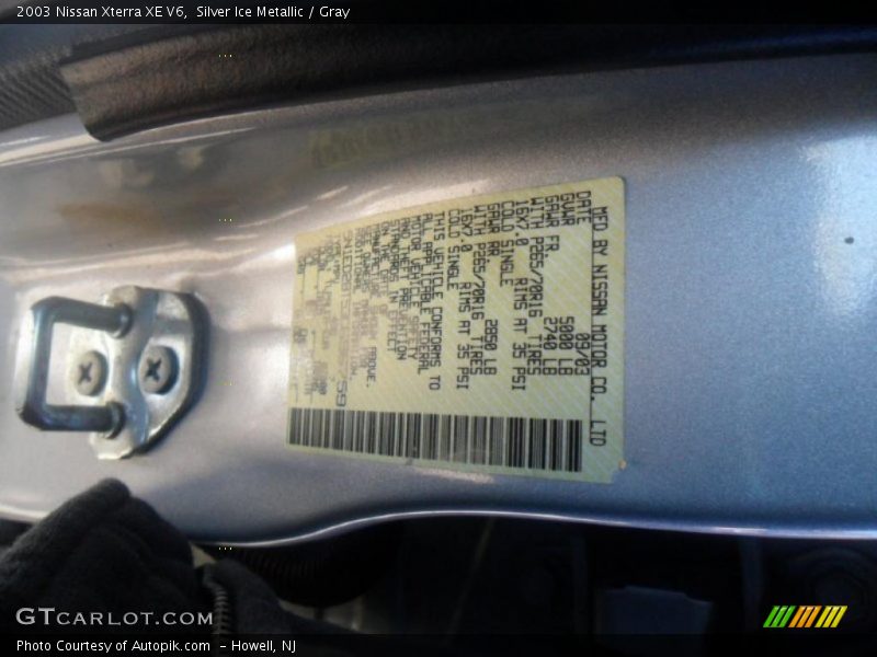Silver Ice Metallic / Gray 2003 Nissan Xterra XE V6