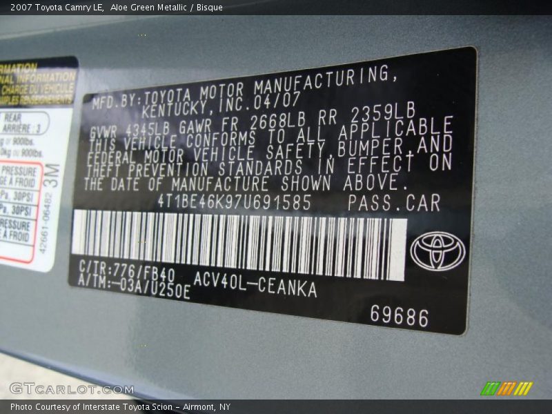 Aloe Green Metallic / Bisque 2007 Toyota Camry LE