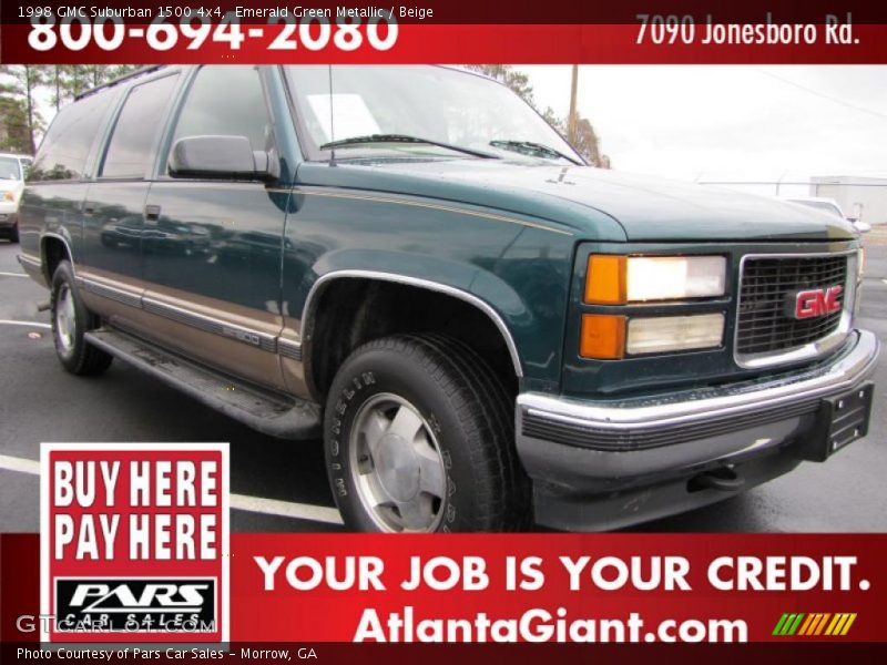 Emerald Green Metallic / Beige 1998 GMC Suburban 1500 4x4