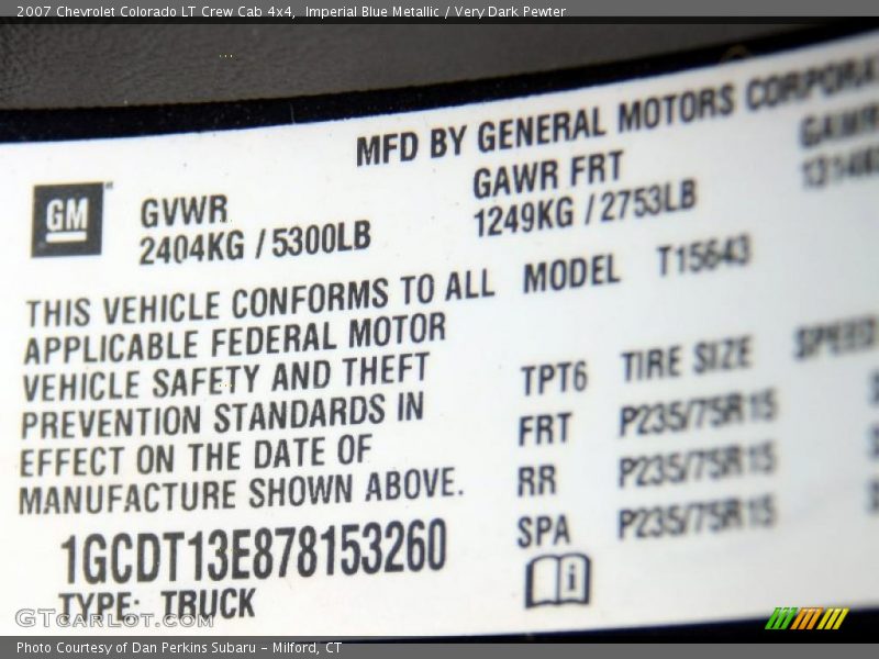 Imperial Blue Metallic / Very Dark Pewter 2007 Chevrolet Colorado LT Crew Cab 4x4