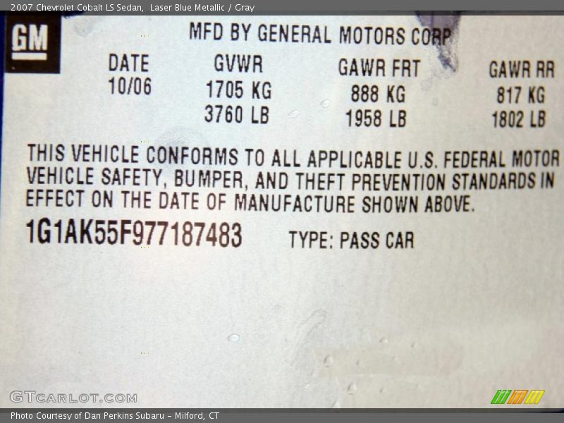 Laser Blue Metallic / Gray 2007 Chevrolet Cobalt LS Sedan