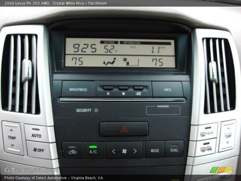 Controls of 2009 RX 350 AWD