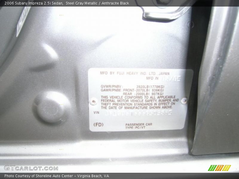 Steel Gray Metallic / Anthracite Black 2006 Subaru Impreza 2.5i Sedan