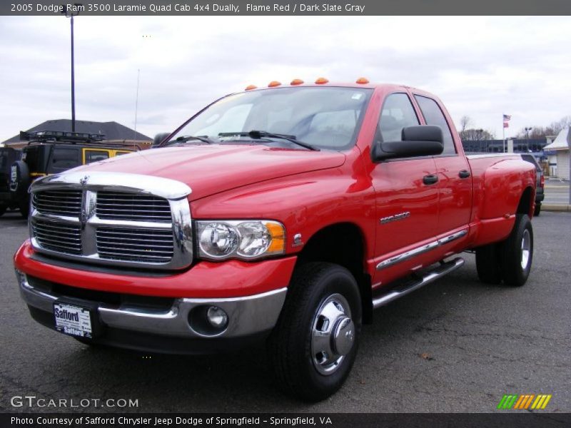 Flame Red / Dark Slate Gray 2005 Dodge Ram 3500 Laramie Quad Cab 4x4 Dually