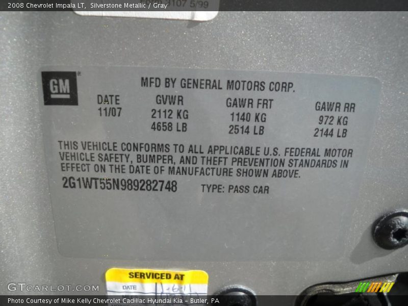 Silverstone Metallic / Gray 2008 Chevrolet Impala LT