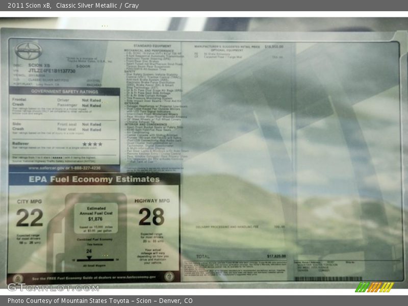  2011 xB  Window Sticker