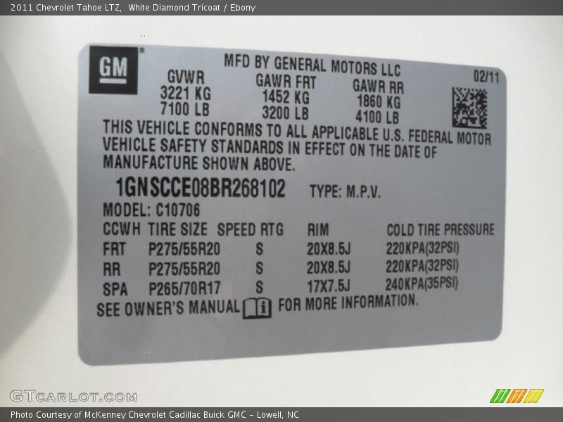 White Diamond Tricoat / Ebony 2011 Chevrolet Tahoe LTZ