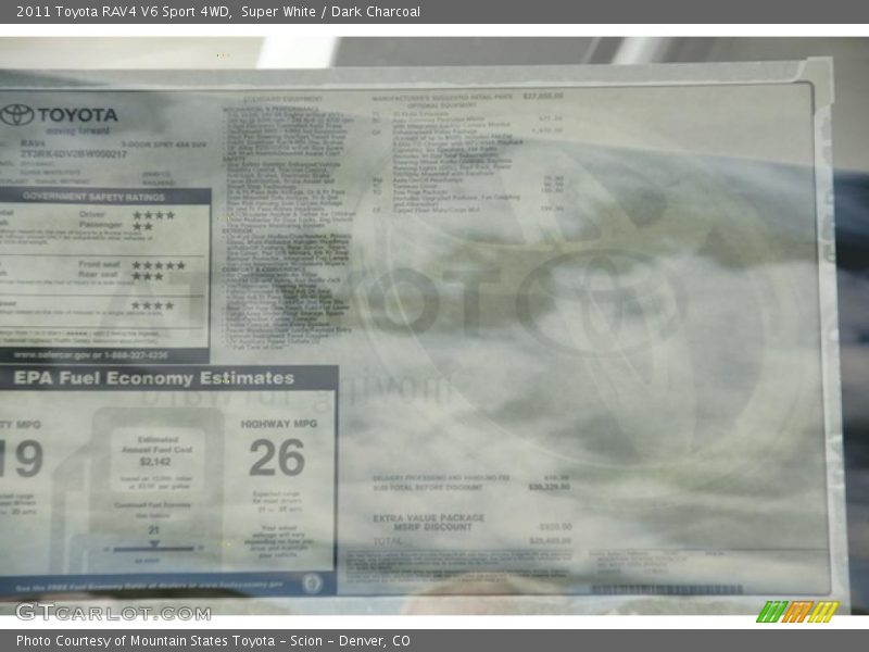 Super White / Dark Charcoal 2011 Toyota RAV4 V6 Sport 4WD