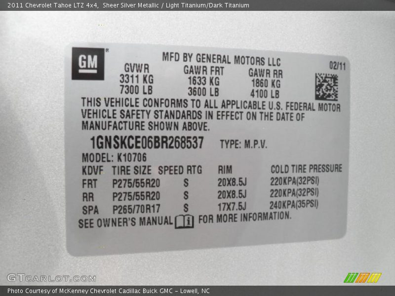 Sheer Silver Metallic / Light Titanium/Dark Titanium 2011 Chevrolet Tahoe LTZ 4x4