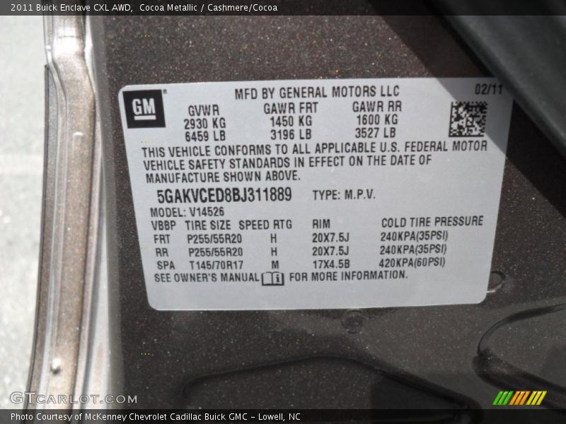 Cocoa Metallic / Cashmere/Cocoa 2011 Buick Enclave CXL AWD