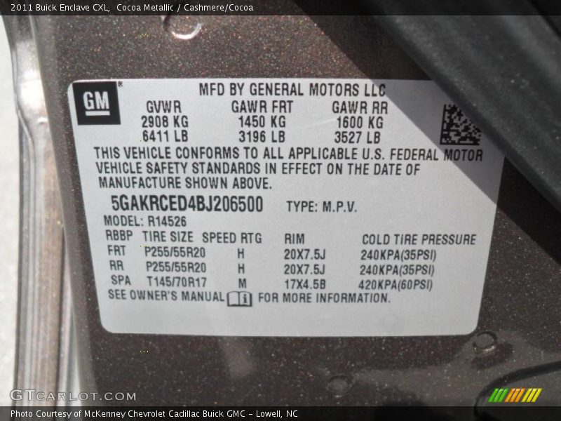 Cocoa Metallic / Cashmere/Cocoa 2011 Buick Enclave CXL