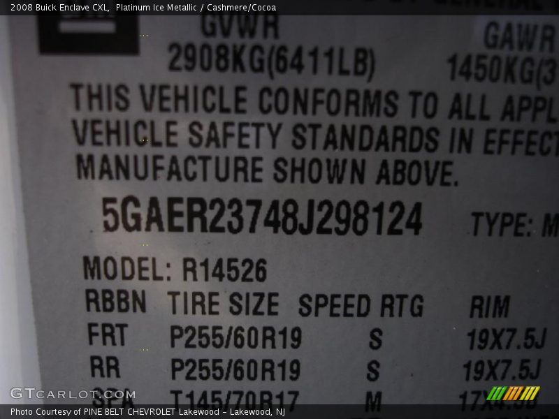 Platinum Ice Metallic / Cashmere/Cocoa 2008 Buick Enclave CXL