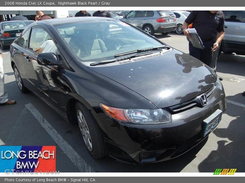 Nighthawk Black Pearl / Gray 2008 Honda Civic LX Coupe
