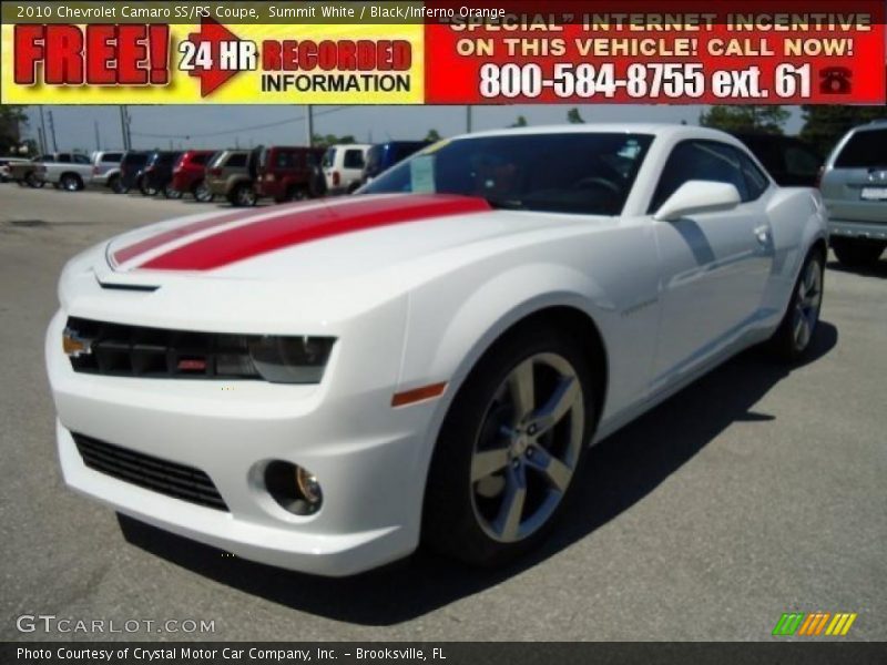 Summit White / Black/Inferno Orange 2010 Chevrolet Camaro SS/RS Coupe