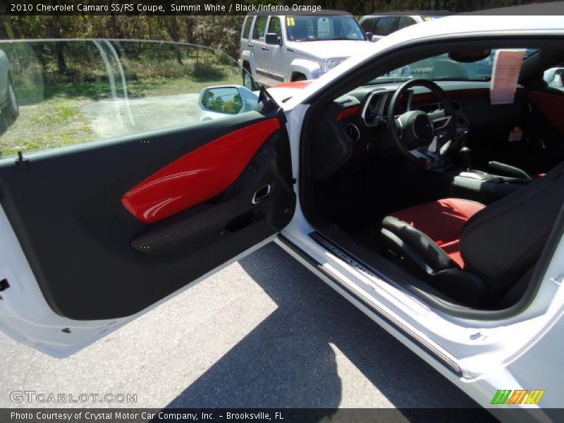 Summit White / Black/Inferno Orange 2010 Chevrolet Camaro SS/RS Coupe