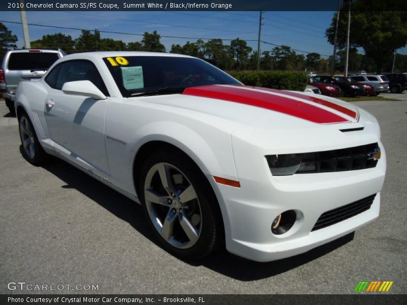 Summit White / Black/Inferno Orange 2010 Chevrolet Camaro SS/RS Coupe