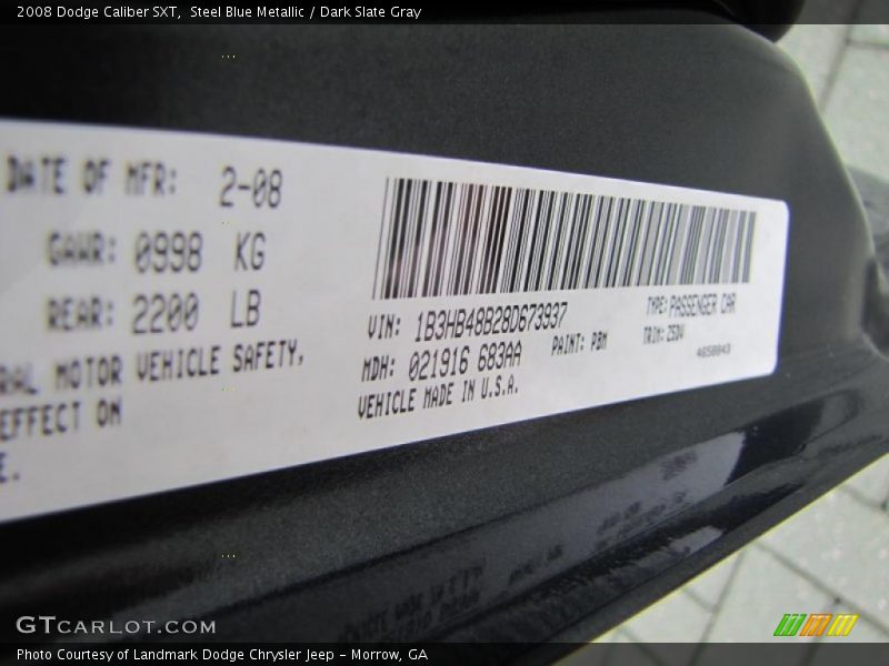 Steel Blue Metallic / Dark Slate Gray 2008 Dodge Caliber SXT