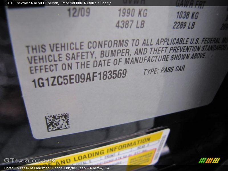 Imperial Blue Metallic / Ebony 2010 Chevrolet Malibu LT Sedan
