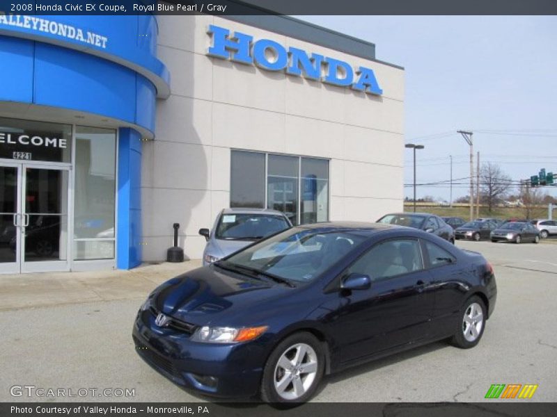 Royal Blue Pearl / Gray 2008 Honda Civic EX Coupe