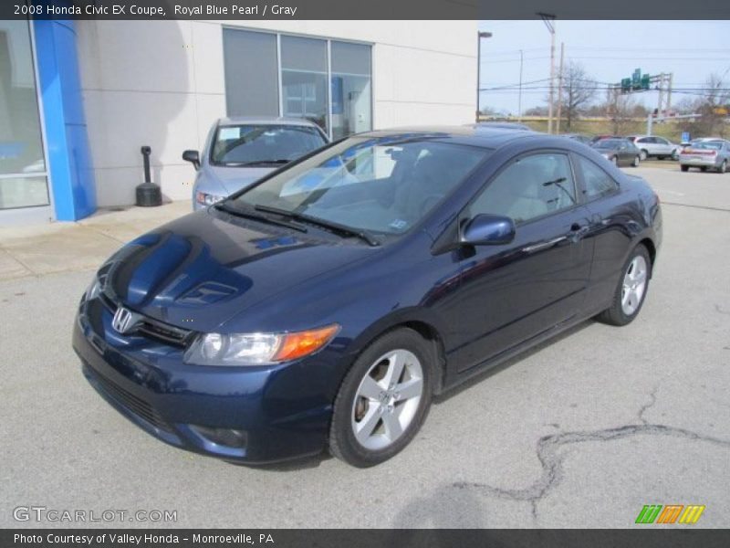 Royal Blue Pearl / Gray 2008 Honda Civic EX Coupe