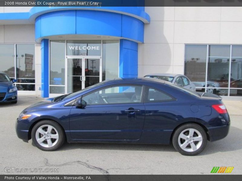 Royal Blue Pearl / Gray 2008 Honda Civic EX Coupe