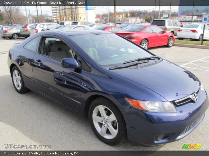 Royal Blue Pearl / Gray 2008 Honda Civic EX Coupe