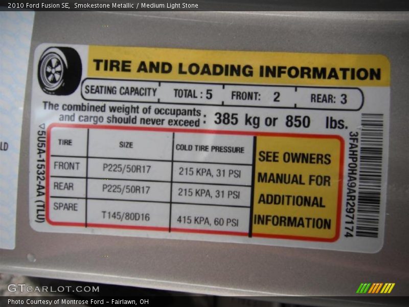 Smokestone Metallic / Medium Light Stone 2010 Ford Fusion SE