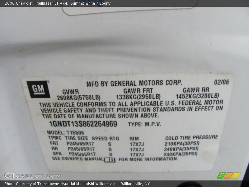 Summit White / Ebony 2006 Chevrolet TrailBlazer LT 4x4