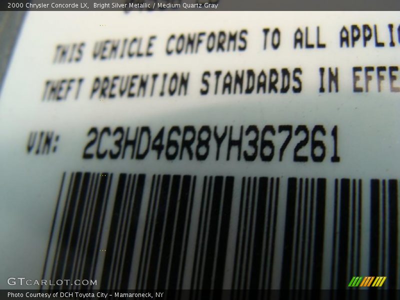 Bright Silver Metallic / Medium Quartz Gray 2000 Chrysler Concorde LX