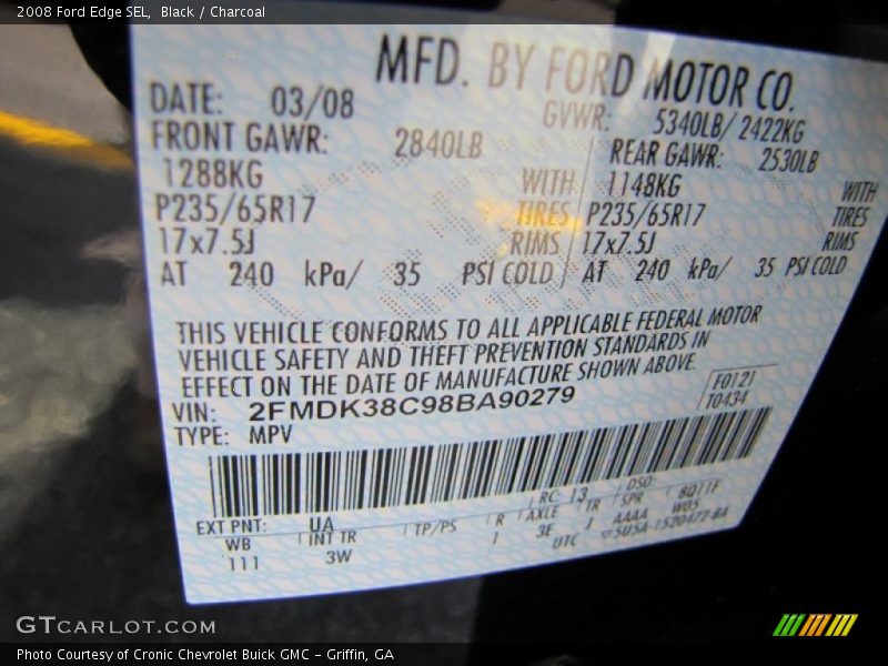 Black / Charcoal 2008 Ford Edge SEL