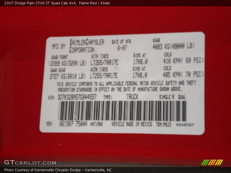 Flame Red / Khaki 2007 Dodge Ram 2500 ST Quad Cab 4x4