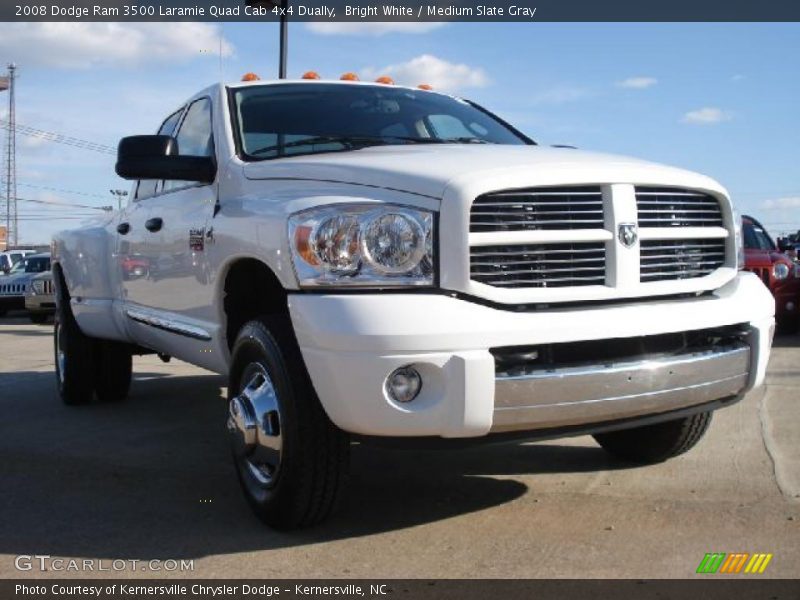 Bright White / Medium Slate Gray 2008 Dodge Ram 3500 Laramie Quad Cab 4x4 Dually