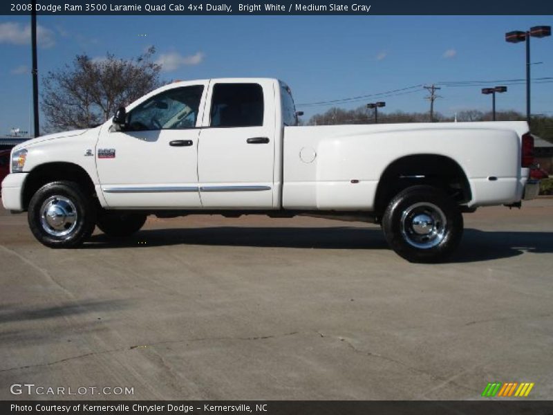Bright White / Medium Slate Gray 2008 Dodge Ram 3500 Laramie Quad Cab 4x4 Dually