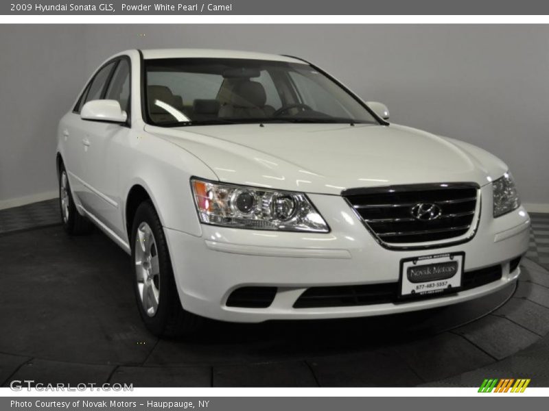 Powder White Pearl / Camel 2009 Hyundai Sonata GLS