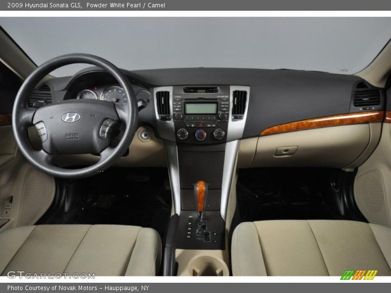 Powder White Pearl / Camel 2009 Hyundai Sonata GLS