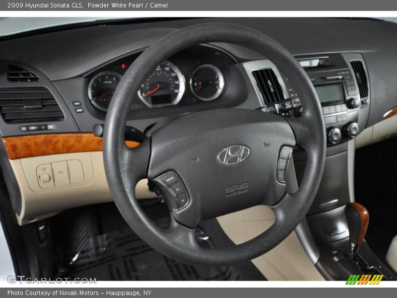 Powder White Pearl / Camel 2009 Hyundai Sonata GLS