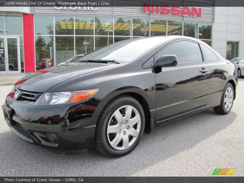 Nighthawk Black Pearl / Gray 2008 Honda Civic LX Coupe