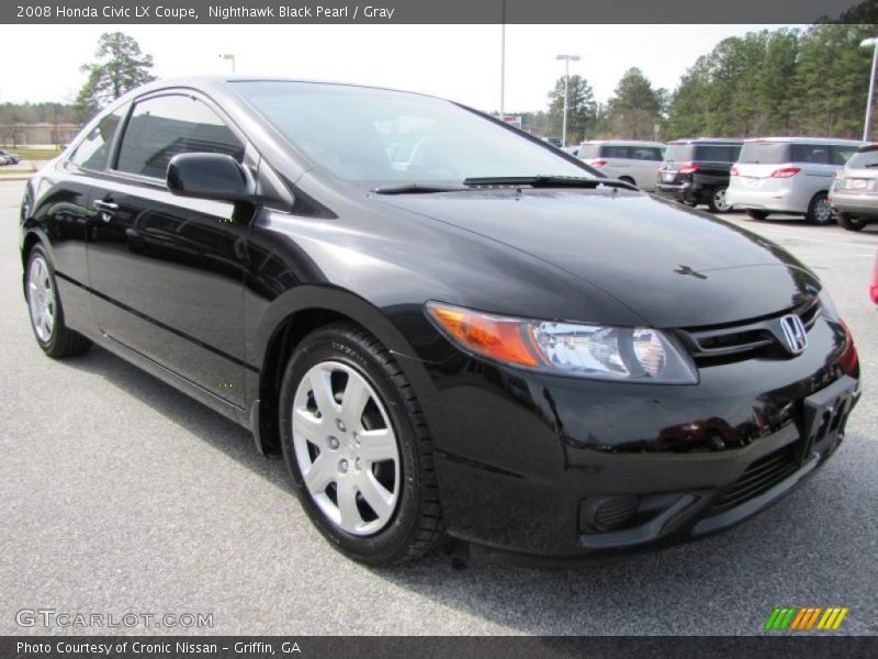 Nighthawk Black Pearl / Gray 2008 Honda Civic LX Coupe
