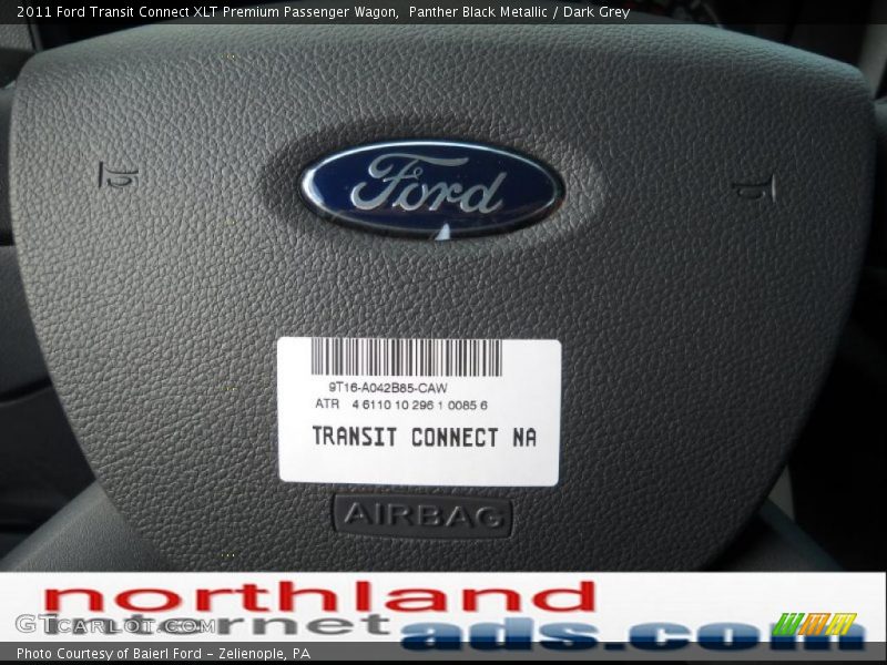 Panther Black Metallic / Dark Grey 2011 Ford Transit Connect XLT Premium Passenger Wagon