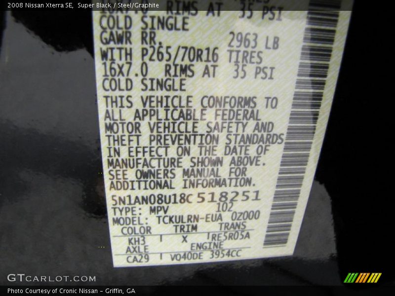 Super Black / Steel/Graphite 2008 Nissan Xterra SE