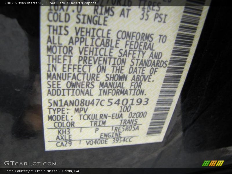 Super Black / Desert/Graphite 2007 Nissan Xterra SE