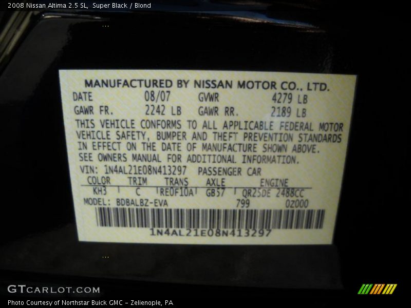 Super Black / Blond 2008 Nissan Altima 2.5 SL