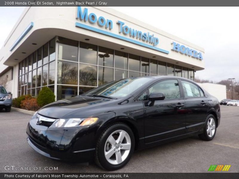 Nighthawk Black Pearl / Gray 2008 Honda Civic EX Sedan
