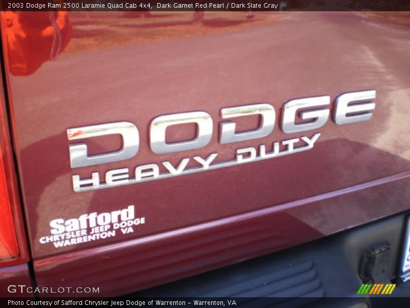 Dark Garnet Red Pearl / Dark Slate Gray 2003 Dodge Ram 2500 Laramie Quad Cab 4x4