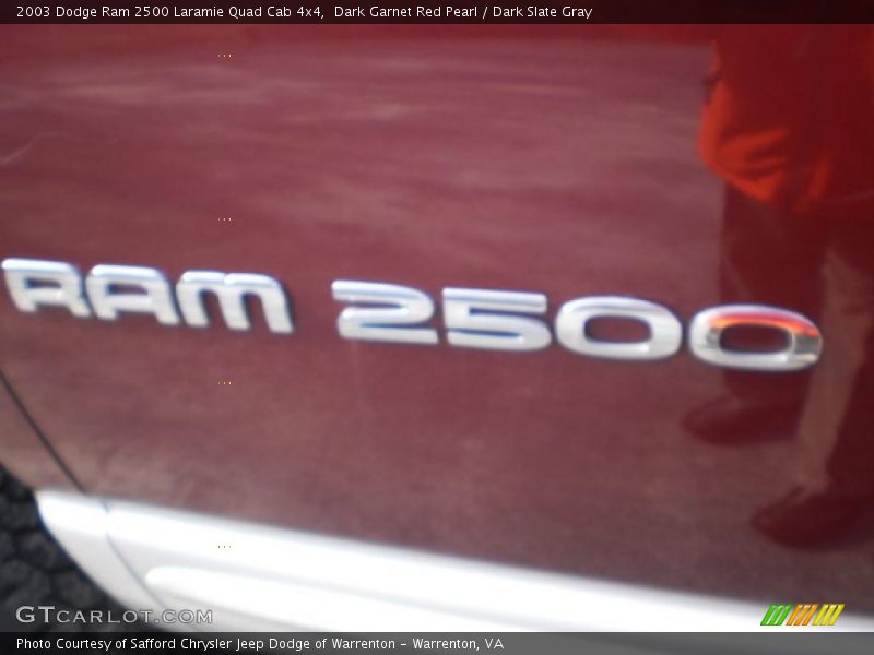 Dark Garnet Red Pearl / Dark Slate Gray 2003 Dodge Ram 2500 Laramie Quad Cab 4x4