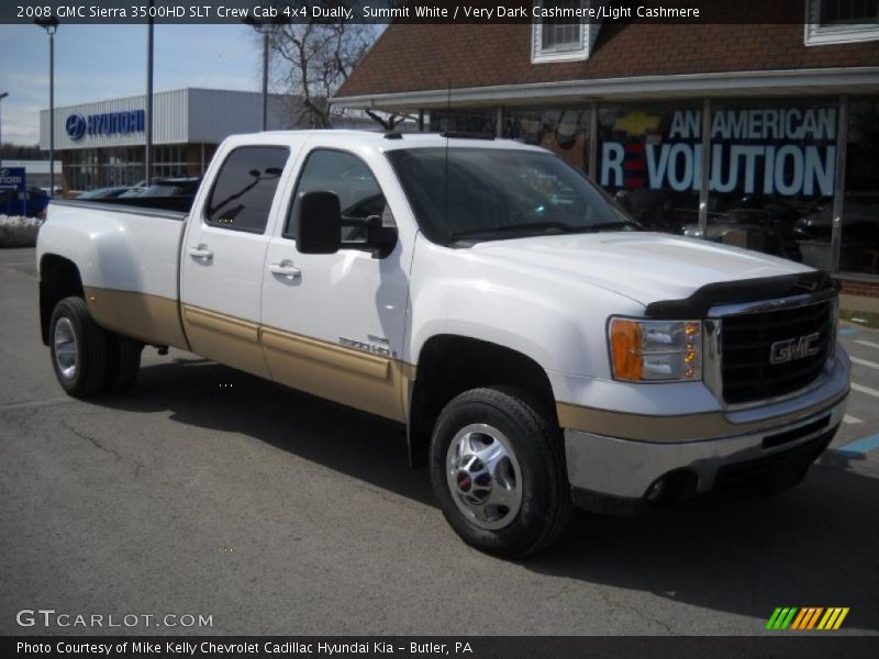 Summit White / Very Dark Cashmere/Light Cashmere 2008 GMC Sierra 3500HD SLT Crew Cab 4x4 Dually