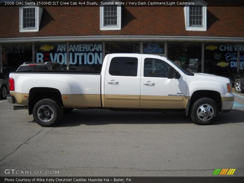 Summit White / Very Dark Cashmere/Light Cashmere 2008 GMC Sierra 3500HD SLT Crew Cab 4x4 Dually
