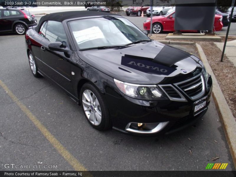 Black / Black/Parchment 2009 Saab 9-3 Aero Convertible