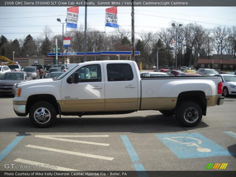 Summit White / Very Dark Cashmere/Light Cashmere 2008 GMC Sierra 3500HD SLT Crew Cab 4x4 Dually