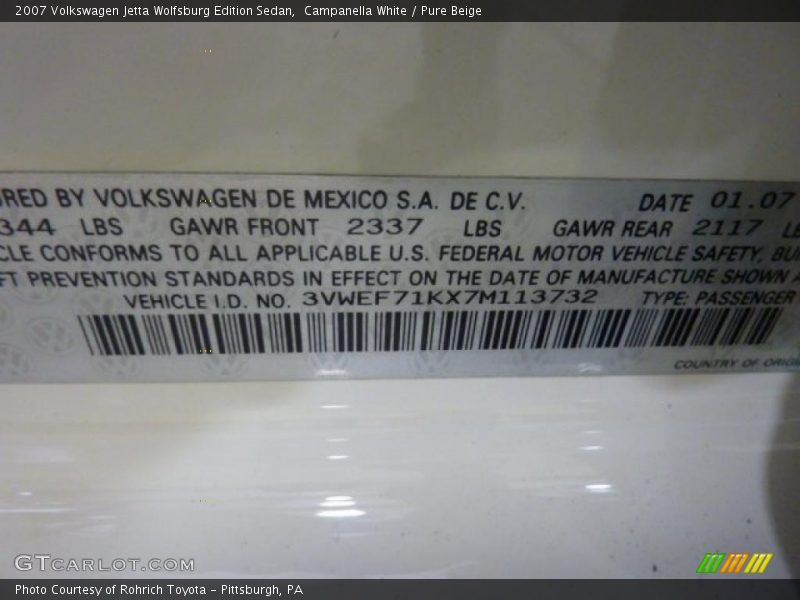 Campanella White / Pure Beige 2007 Volkswagen Jetta Wolfsburg Edition Sedan